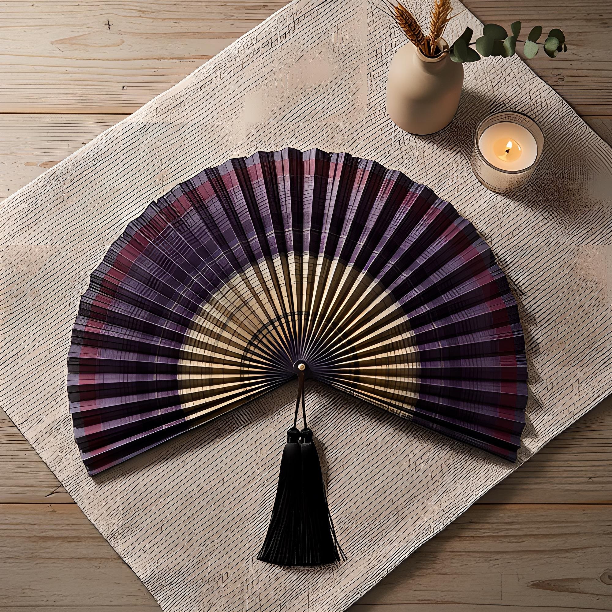 Teal Green Ombre Silk Folding Wall Fan