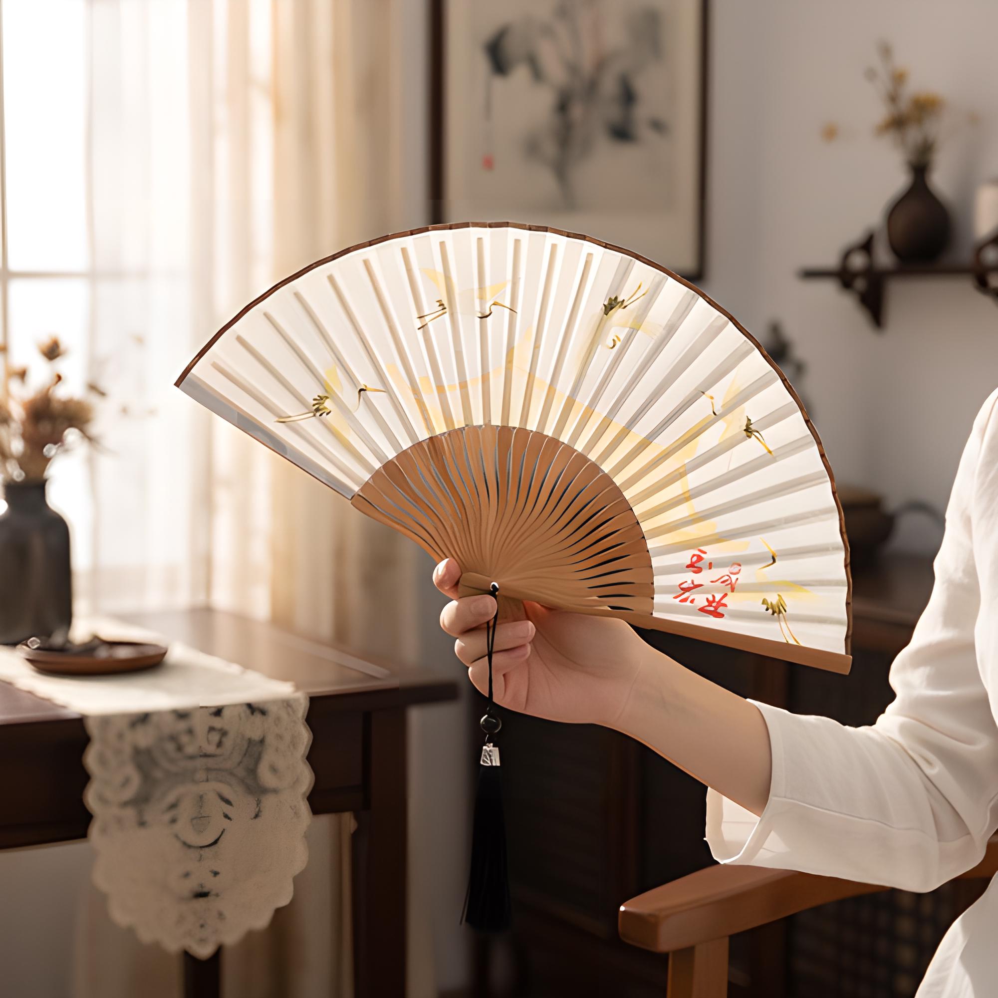 Ivory Bird Silk Folding FaN