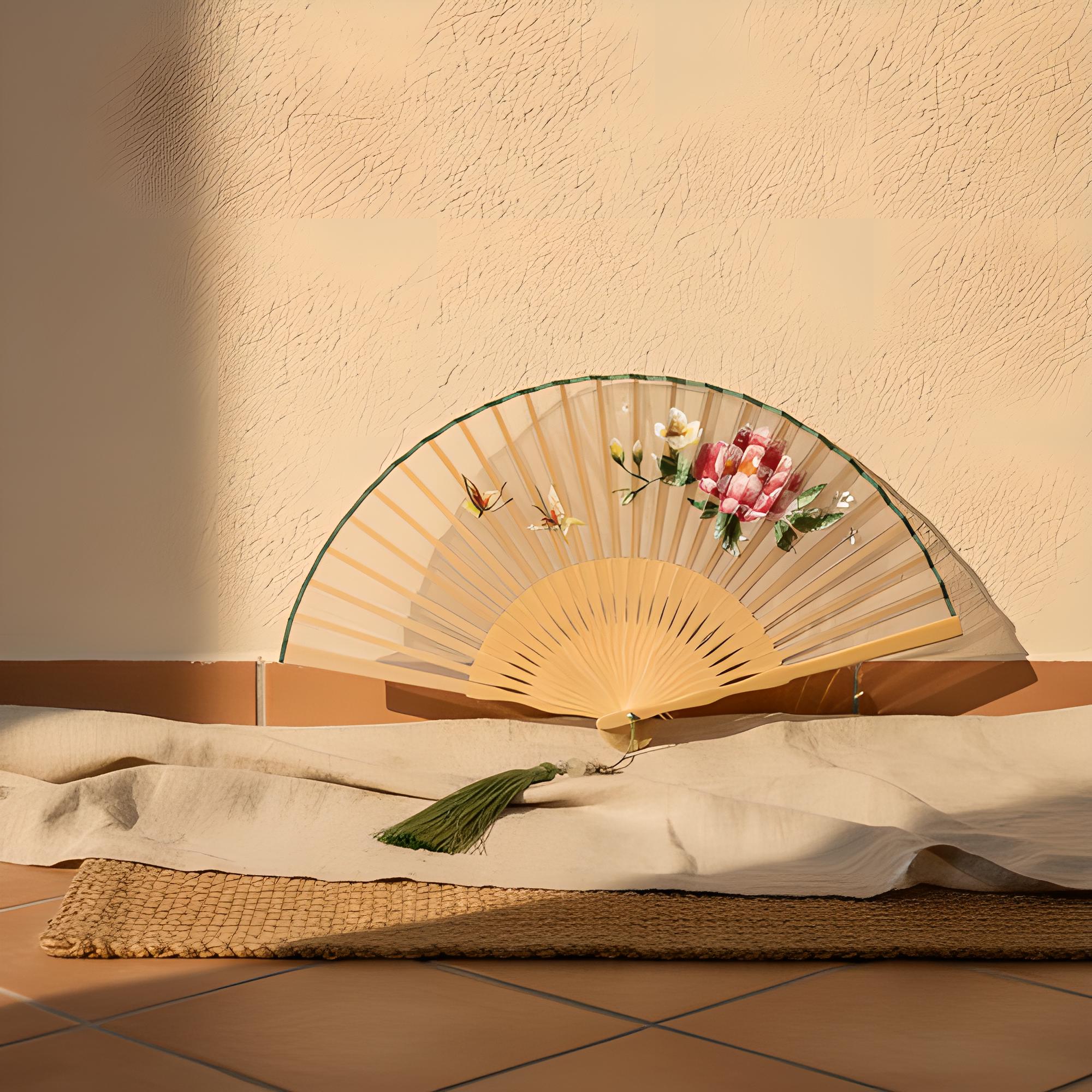 Pink Peony Silk Folding Fan