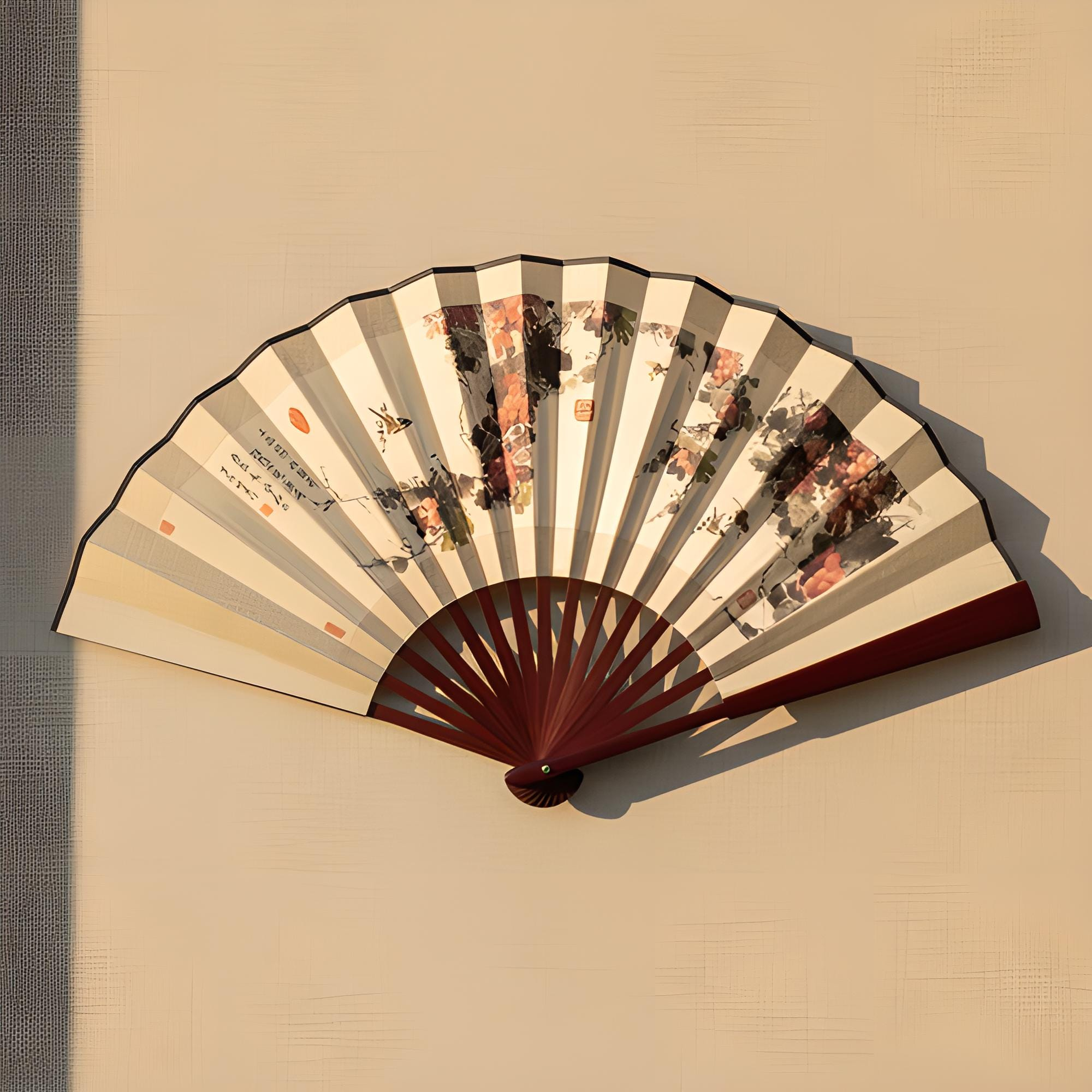Vintage Floral Silk Folding Fan
